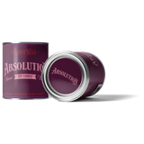 Purple candle tin labeled 'Absolution' with a white background