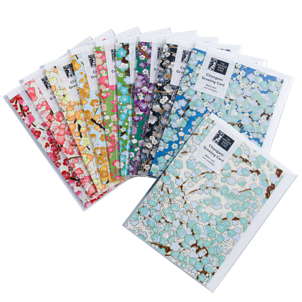 Chiyogami Blank Note Card (Plum Blossoms)