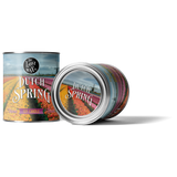 Two cans of 'Dutch Spring' candles by The Lost Wax Co. on a white background