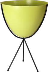 Retro Bullet Planter in Chartreuse with Medium Black Stand