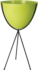 Retro Bullet Planter in Chartreuse with Tall Black Stand