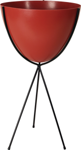 Retro Bullet Planter in Red, with Tall Black Stand