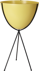 Retro Bullet Planter in Sunny Yellow with Short Black Stand