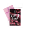 Velvet Rose wax melts packaging with pink ribbon on a white background