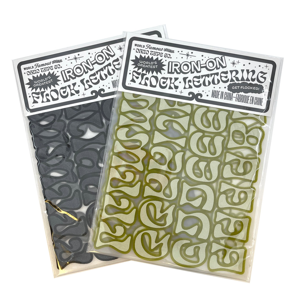 Eckmannpsych font flocked iron-on letters