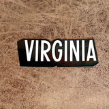 VIRGINIA in black and white block letters