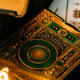 Close-up of "High Victorian" box of playing cards.