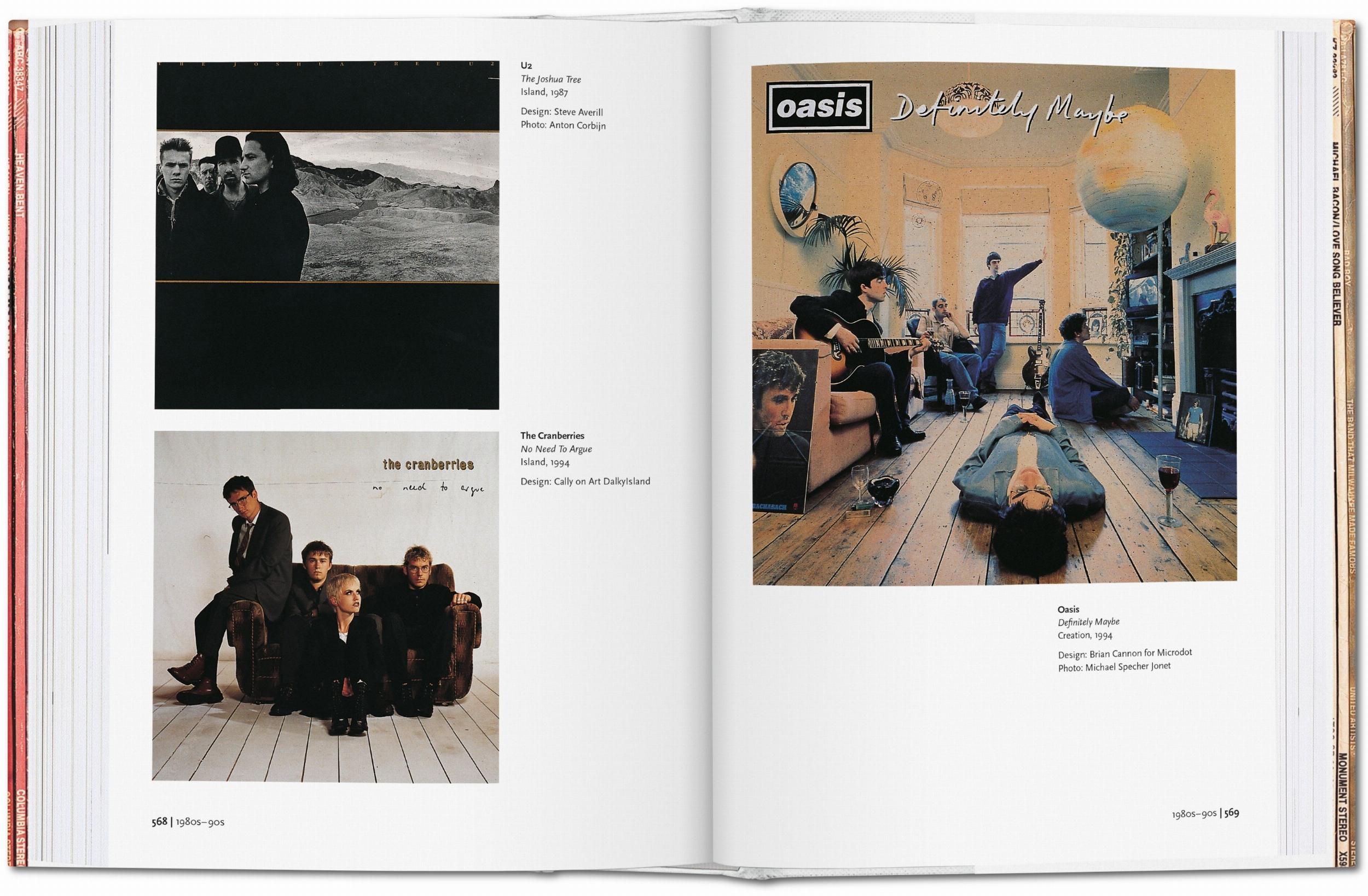 Double-page spread featuring vinyl albums by U2, The Cranberries, and Oasis