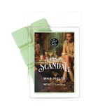 Wax melts packaging with 'A Minor Scandal' design on a white background