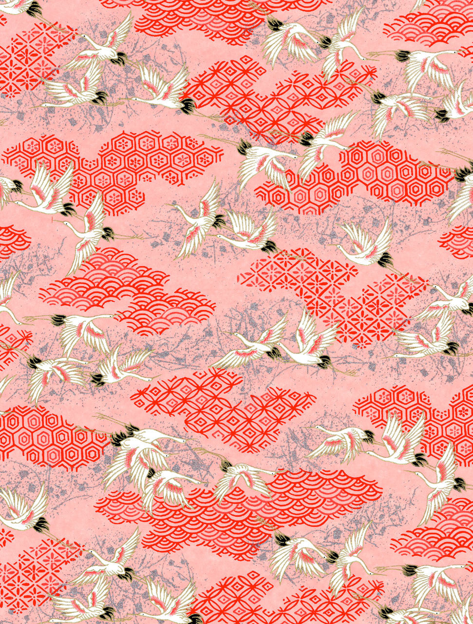 Chiyogami Sheet (Flying Cranes)