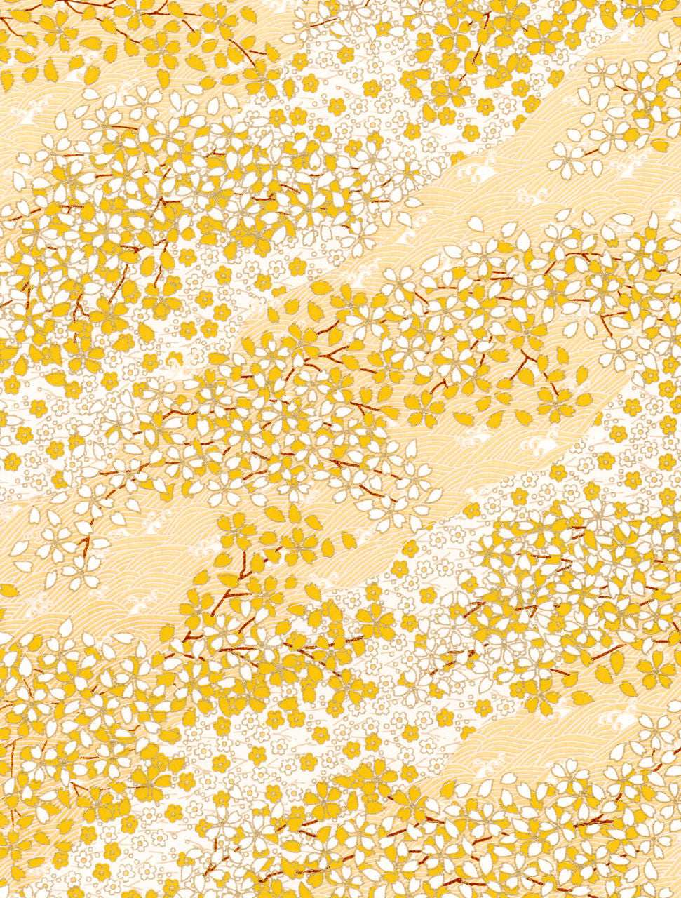 Pattern of yellow and white flowers on a beige background