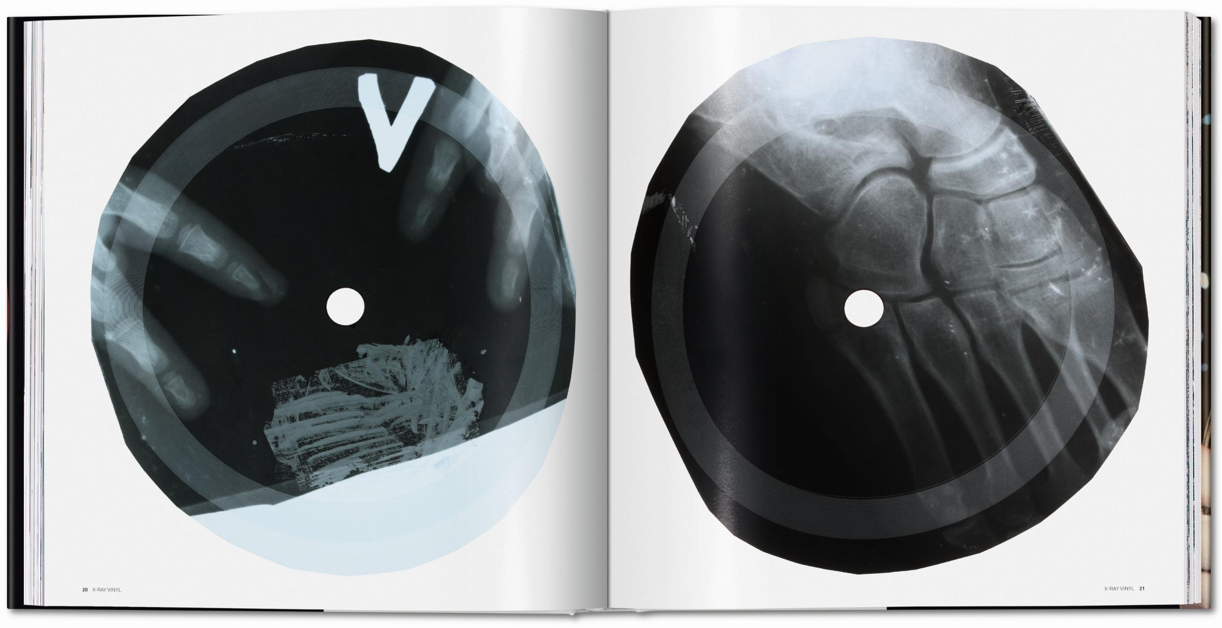 Double-page spread showing two interesting vinyl records.
