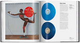 Double-page spread showing the cover of a Grace Jones album, with two images of the vinyl records, and text.