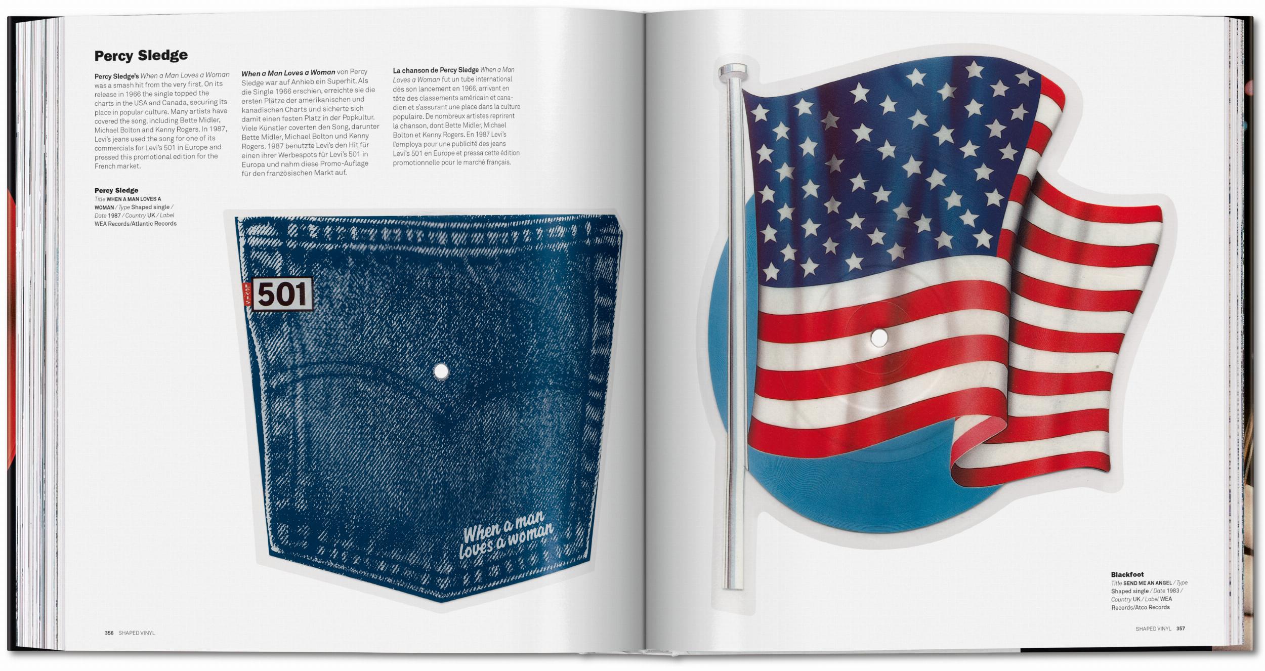 Double-page spread showing two interesting vinyl records.