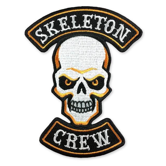 Skeleton Crew Skull Halloween Biker Embroidered Patch