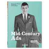 Book cover with man wearing a suit, and the text "Mid-Century Ads"
