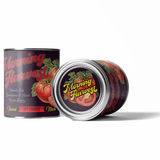 Morning Harvest candle tin with tomato design on a white background