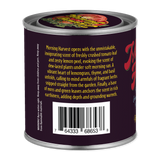 Back of a can with text and barcode on a white background
