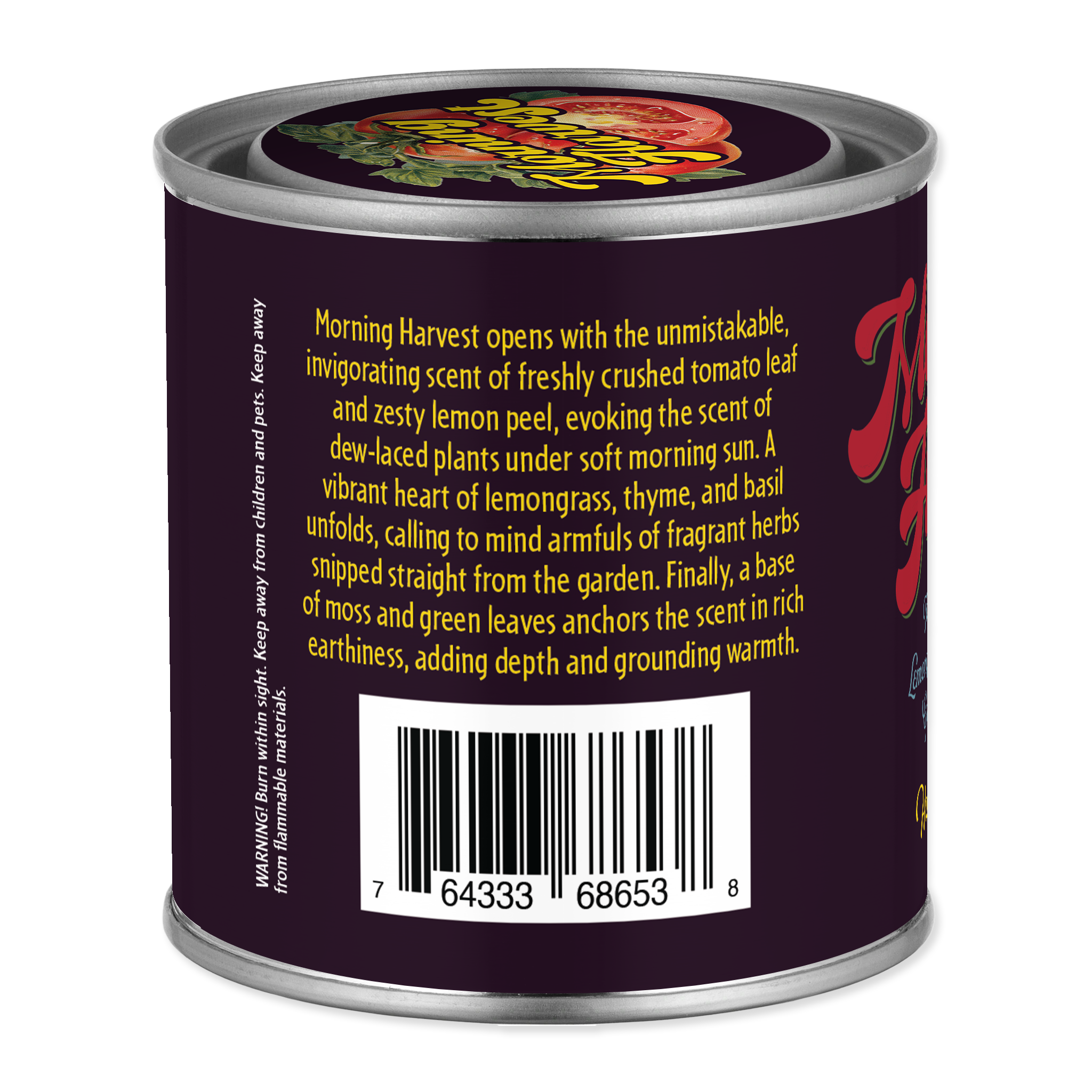 Back of a can with text and barcode on a white background