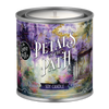 Candle in a decorative tin with 'Petals on the Path' design and 'The Lost Wax Co.' branding.