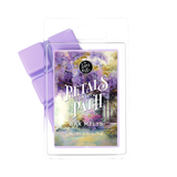 Wax melts packaging with floral design and 'Petals on the Path' text on a white background