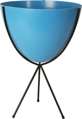 Retro Bullet Planter in Bright Blue with Medium Black Stand