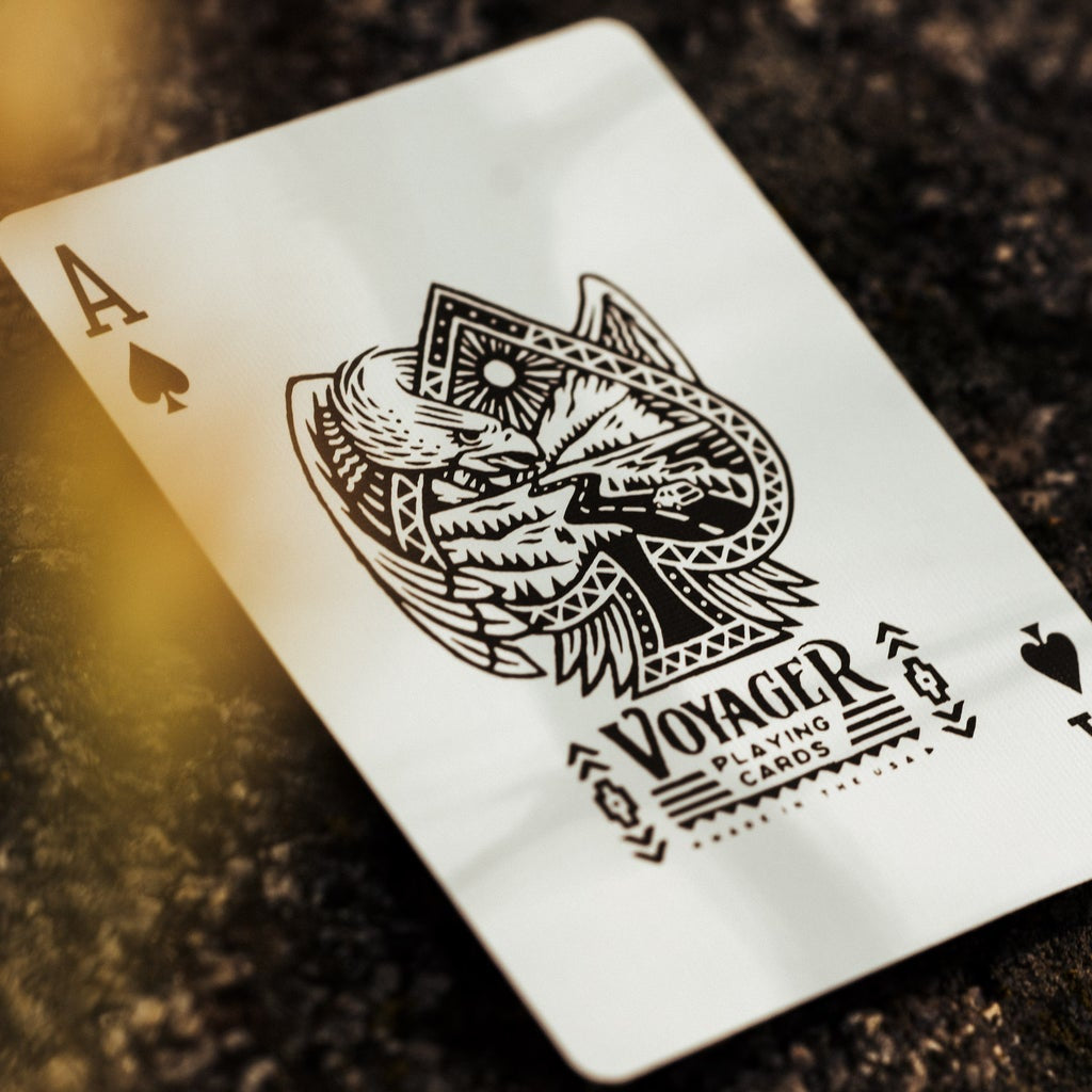 Ace of Spades card from the Voyager deck, with an illustration featuring an eagle