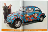 Double-page spread showing an advertisement for a Volkswagen Beetle from the 1970s.