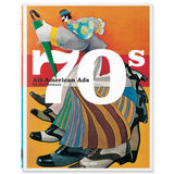Colorful book cover with text "All-American Ads 70s"