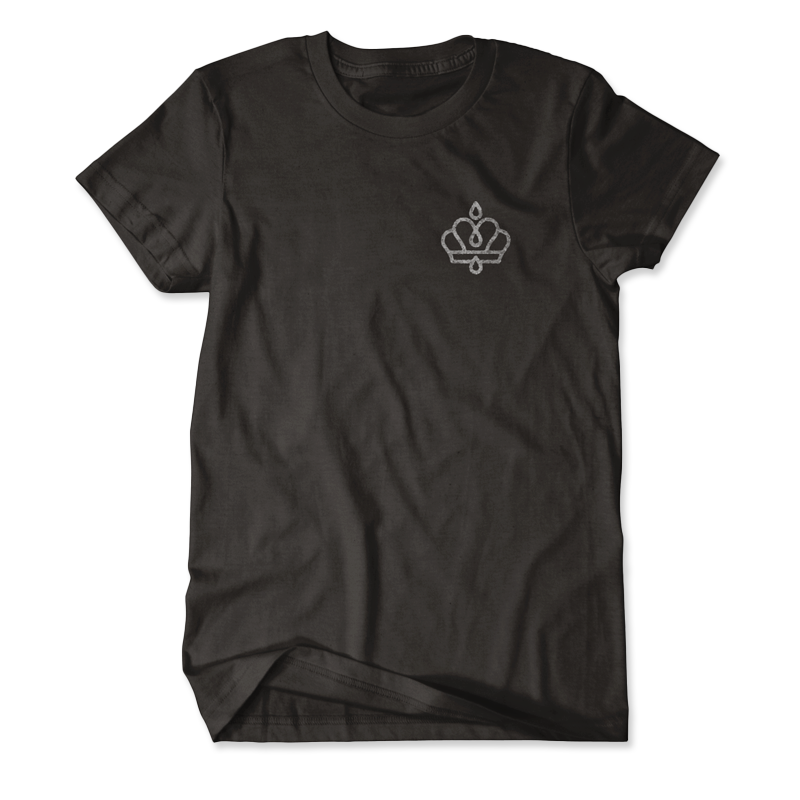 Black tee with crown logo print in white